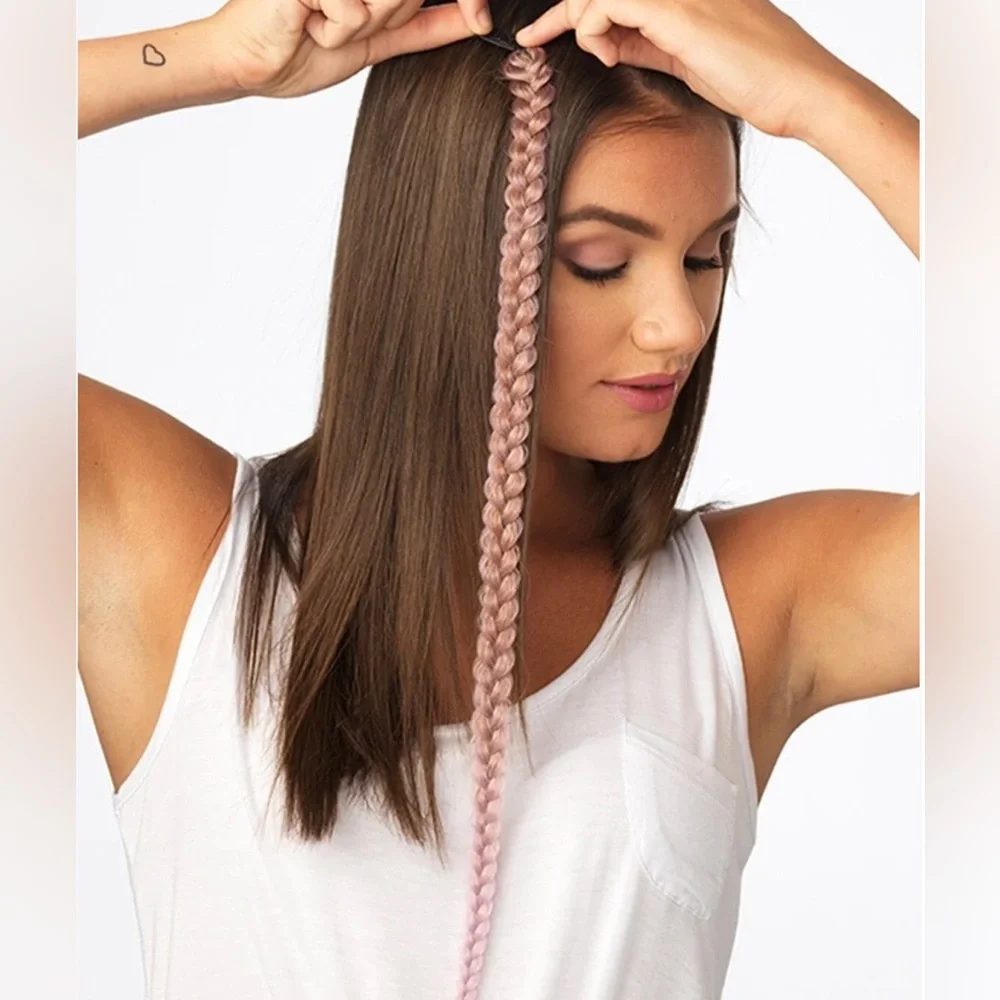 Pop by Hairdo 20” Pink Hair Extension Metallic Clip In Braid Extension Gift NEW!